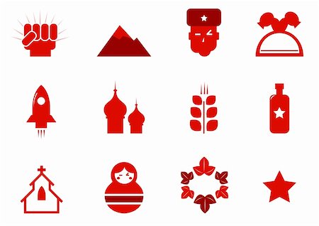 Russia and communism red retro icons. Vector Photographie de stock - Aubaine LD & Abonnement, Code: 400-05751080