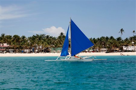 Traditional Philippine boat in a gulf. Island Boracay Stock Photo - Budget Royalty-Free & Subscription, Code: 400-05751318