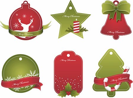 Set of vector christmas red and green tags Stock Photo - Budget Royalty-Free & Subscription, Code: 400-05751746