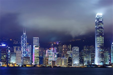 simsearch:400-04481234,k - Hong Kong at night Photographie de stock - Aubaine LD & Abonnement, Code: 400-05751747