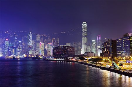 simsearch:400-07633406,k - Hong Kong at night Photographie de stock - Aubaine LD & Abonnement, Code: 400-05751774