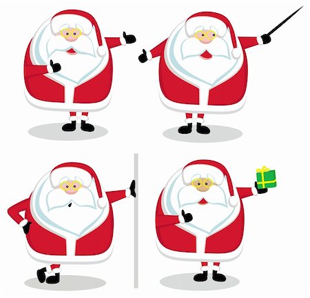 simsearch:400-04959550,k - Four Santas in different positions. Vector illustration Foto de stock - Royalty-Free Super Valor e Assinatura, Número: 400-05751969