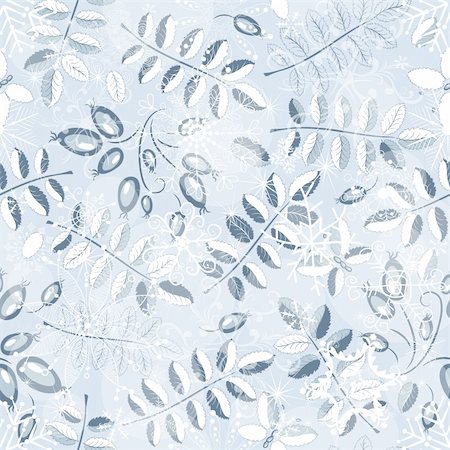 simsearch:400-04239996,k - Winter seamless silver pattern with leaves and snowflakes (vector EPS 10) Photographie de stock - Aubaine LD & Abonnement, Code: 400-05751983