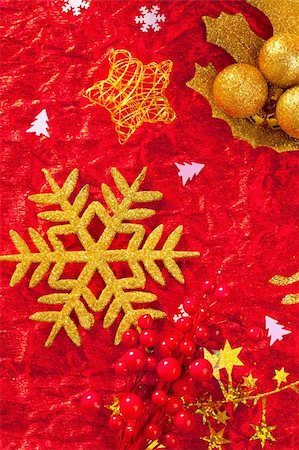 simsearch:400-09089937,k - Christmas card snowflake golden and red background Stock Photo - Budget Royalty-Free & Subscription, Code: 400-05752005