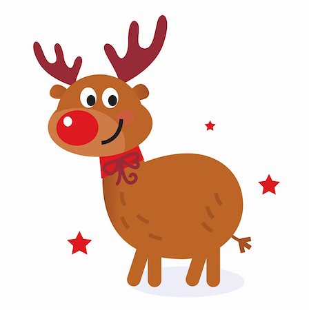 reindeer clip art - Christmas red nose reindeer. Vector cartoon Illustration. Stock Photo - Budget Royalty-Free & Subscription, Code: 400-05752015