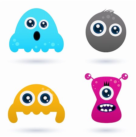 Cute monster or germs characters collection. Vector cartoon Illustration Stock Photo - Budget Royalty-Free & Subscription, Code: 400-05752012