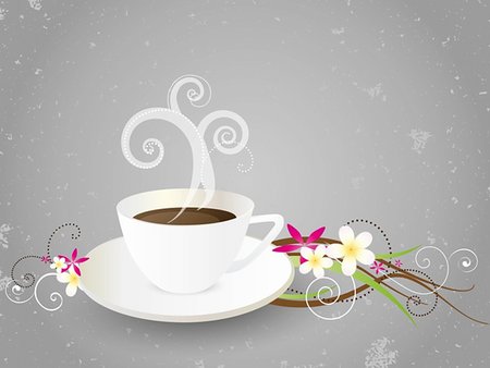 coffee background with flowers Foto de stock - Super Valor sin royalties y Suscripción, Código: 400-05752028