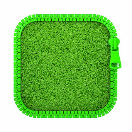 3D Illustration Green Zipper with Grass on White Background. Photographie de stock - Aubaine LD & Abonnement, Code: 400-05752053
