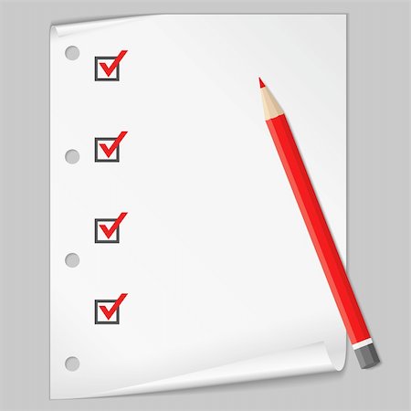 simsearch:400-05719450,k - Check list with a red pencil, vector eps10 illustration (transparent shadows) Foto de stock - Super Valor sin royalties y Suscripción, Código: 400-05752157