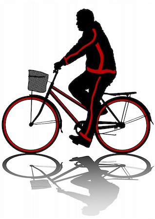 simsearch:400-05225597,k - Vector drawing silhouette of a cyclist boy. Silhouette of people Fotografie stock - Microstock e Abbonamento, Codice: 400-05752185