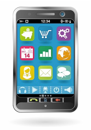 simsearch:400-05733549,k - Mobile Smartphone with icons, element for design, vector illustration Photographie de stock - Aubaine LD & Abonnement, Code: 400-05752297