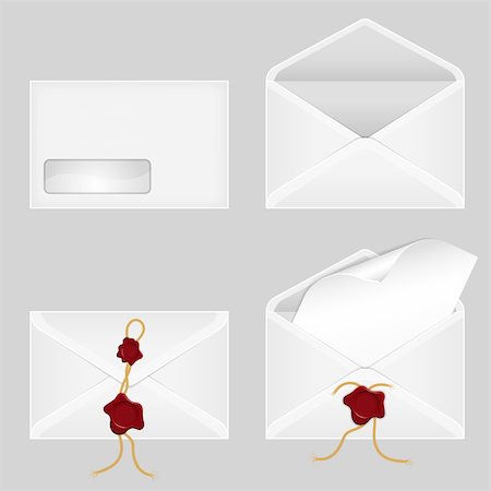 Set of Envelopes with a Blank Sheet of Paper and Wax Seals Stock Photo - Budget Royalty-Free & Subscription, Code: 400-05752344