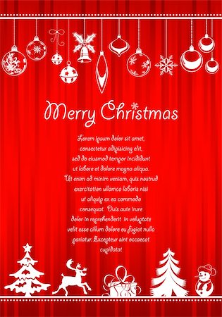 simsearch:400-04729276,k - Christmas greeting card with lots of Christmas items Stockbilder - Microstock & Abonnement, Bildnummer: 400-05752374