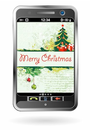 simsearch:400-05733549,k - Mobile Smartphone with Christmas background, element for design, vector illustration Photographie de stock - Aubaine LD & Abonnement, Code: 400-05752378