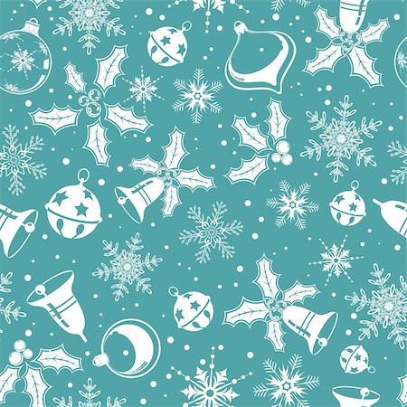 simsearch:400-05374108,k - Christmas seamless background with snowflake, mistletoe, bell, element for design, vector illustration Stock Photo - Budget Royalty-Free & Subscription, Code: 400-05752370