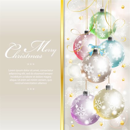 Christmas Background with Snowflakes and Bauble, element for design, vector illustration Stock Photo - Budget Royalty-Free & Subscription, Code: 400-05752418