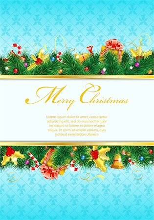 simsearch:400-05752422,k - Christmas Frame with Candy, Fir Branches, Mistletoe, Gift, element for design, vector illustration Photographie de stock - Aubaine LD & Abonnement, Code: 400-05752424