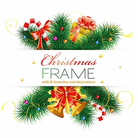 simsearch:400-08113383,k - Christmas Frame with Candy, Fir Branches, Mistletoe, Gift, element for design, vector illustration Stock Photo - Budget Royalty-Free & Subscription, Code: 400-05752452