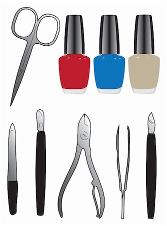 A set of tools and nail polish. Vector illustration. Foto de stock - Super Valor sin royalties y Suscripción, Código: 400-05752486