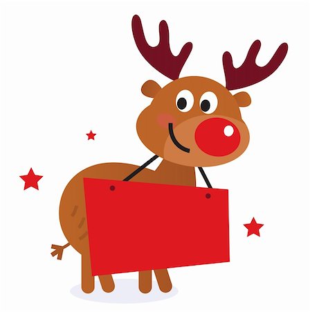 reindeer clip art - Reindeer with blank banner sign. Vector Illustration Stock Photo - Budget Royalty-Free & Subscription, Code: 400-05752516