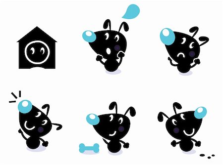 simsearch:400-04337051,k - Cute style vector icons. Little black dog in various poses - thinking, looking, angry etc. Vector Illustration. Foto de stock - Royalty-Free Super Valor e Assinatura, Número: 400-05752513