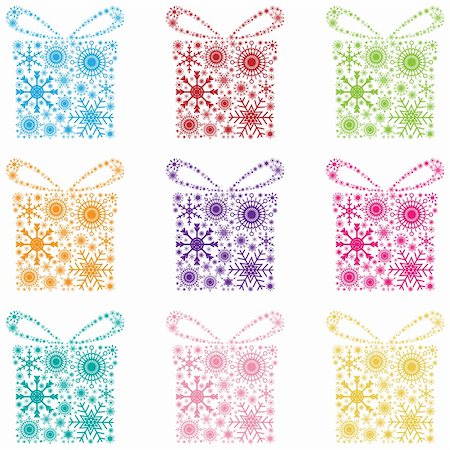 simsearch:400-05739036,k - Illustration of a gift set of snowflakes as Christmas icons. Photographie de stock - Aubaine LD & Abonnement, Code: 400-05752602
