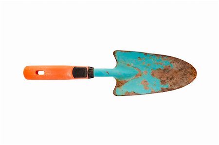 simsearch:400-08961753,k - Isolated blue and orange garden shovel on a white background Fotografie stock - Microstock e Abbonamento, Codice: 400-05752664