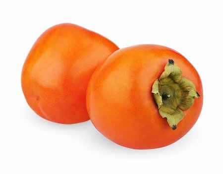 simsearch:400-04294971,k - Two ripe persimmons isolated on white background Photographie de stock - Aubaine LD & Abonnement, Code: 400-05752696