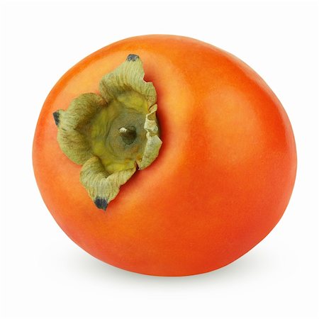 simsearch:400-04294971,k - Ripe single persimmon isolated on white background Photographie de stock - Aubaine LD & Abonnement, Code: 400-05752698