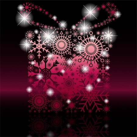 Illustration of heart gift snowflakes on a black background. Stock Photo - Budget Royalty-Free & Subscription, Code: 400-05752704