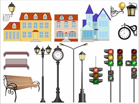 Vector images of details of typical european street. Stock Photo - Budget Royalty-Free & Subscription, Code: 400-05752789