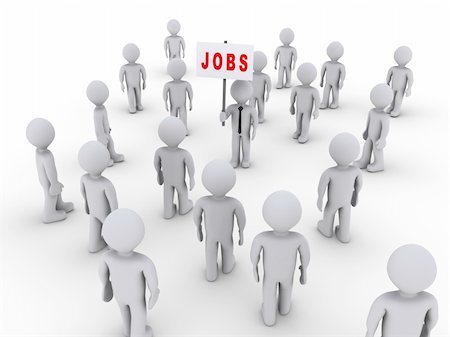 simsearch:400-05920330,k - Many 3d people walking towards one holding a job sign Stock Photo - Budget Royalty-Free & Subscription, Code: 400-05753227