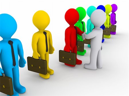 simsearch:400-06762308,k - Many colored businessmen and one grey shakes hands with the red one Stockbilder - Microstock & Abonnement, Bildnummer: 400-05753233