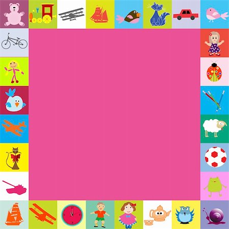 school kindergarten wallpapers - Frame with toys for kids Stock Photo - Budget Royalty-Free & Subscription, Code: 400-05753310