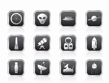 spaceship engine design - Astronautics and Space Icons - Vector Icon Set Stock Photo - Budget Royalty-Free & Subscription, Code: 400-05753351