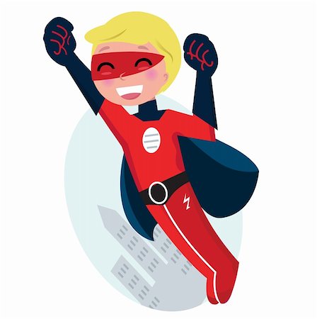 simsearch:400-08557140,k - Red superhero boy fighting with fist. Vector cartoon Illustration Stockbilder - Microstock & Abonnement, Bildnummer: 400-05753401