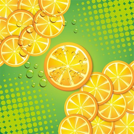 simsearch:400-04915117,k - Green background with orange slice Stock Photo - Budget Royalty-Free & Subscription, Code: 400-05753542