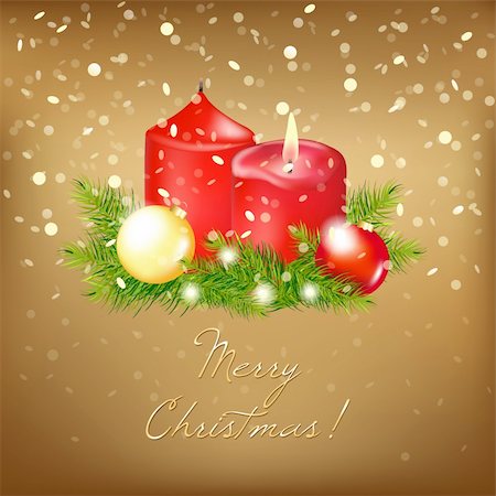 simsearch:400-07246701,k - Gold Christmas Card, Vector Illustration Stock Photo - Budget Royalty-Free & Subscription, Code: 400-05753575