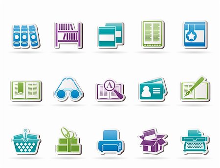 Library and books Icons - vector icon set Stock Photo - Budget Royalty-Free & Subscription, Code: 400-05753627