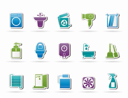 Bathroom and toilet objects and icons - vector icon set Stock Photo - Budget Royalty-Free & Subscription, Code: 400-05753628