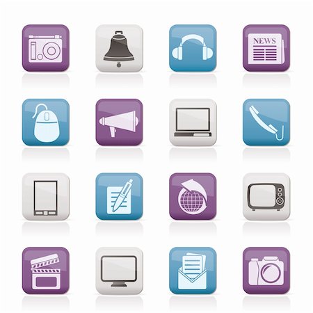 Communication and media icons - vector icon set Stock Photo - Budget Royalty-Free & Subscription, Code: 400-05753629