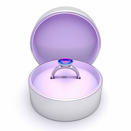 Silver ring with purple diamond in metal gift box Stock Photo - Budget Royalty-Free & Subscription, Code: 400-05753829