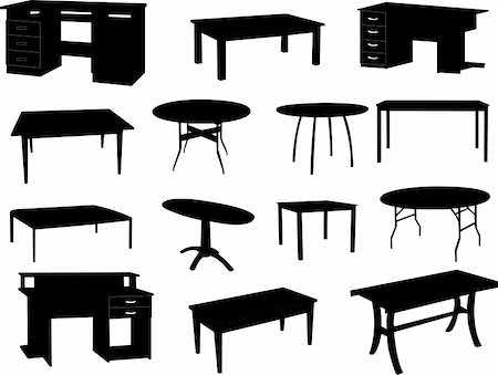 paunovic (artist) - Collection of tables silhouettes - vector Stock Photo - Budget Royalty-Free & Subscription, Code: 400-05753885