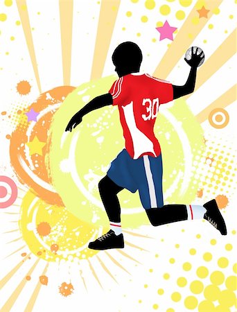 recreational sports league - Handball player on grunge poster background, vector illustration Photographie de stock - Aubaine LD & Abonnement, Code: 400-05753923