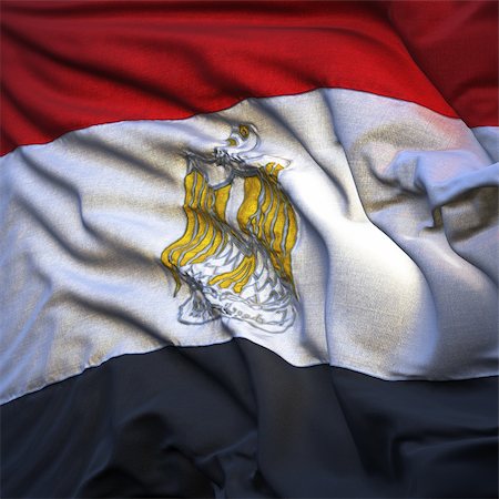 simsearch:400-04106519,k - Flag of Egypt, fluttering in the breeze, backlit rising sun. Sewn from pieces of cloth, a very realistic detailed state flag with the texture of fabric fluttering in the breeze, backlit by the rising sun light Photographie de stock - Aubaine LD & Abonnement, Code: 400-05875227