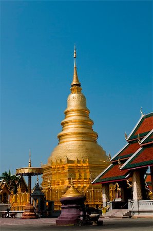prang - Thai temple and nice blue sky.  photo from temple Thailand. Stock Photo - Budget Royalty-Free & Subscription, Code: 400-05875292
