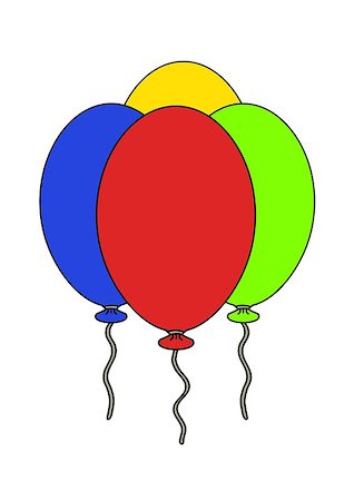 red blue birthday balloon clipart - Illustration of four balloons of different colors Stock Photo - Budget Royalty-Free & Subscription, Code: 400-05875398