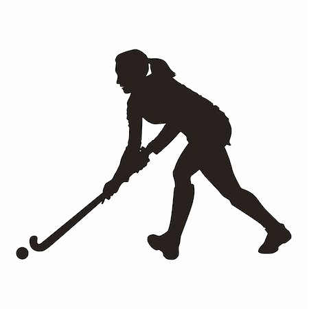 silhouettes of running black girl - Vector illustration of Field Hockey player isolated ower white background Stock Photo - Budget Royalty-Free & Subscription, Code: 400-05875971