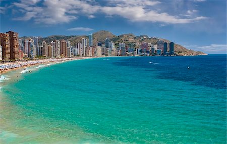 Panoramic view of Levante beach in Benidorm Stock Photo - Budget Royalty-Free & Subscription, Code: 400-05875997