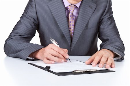 Businessman in elegant suits sign up contract Stock Photo - Budget Royalty-Free & Subscription, Code: 400-05876238